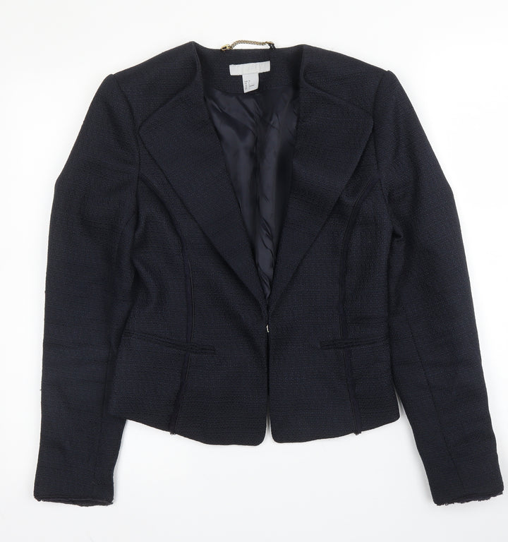 H&M Womens Blue Polyester Jacket Blazer Size 8