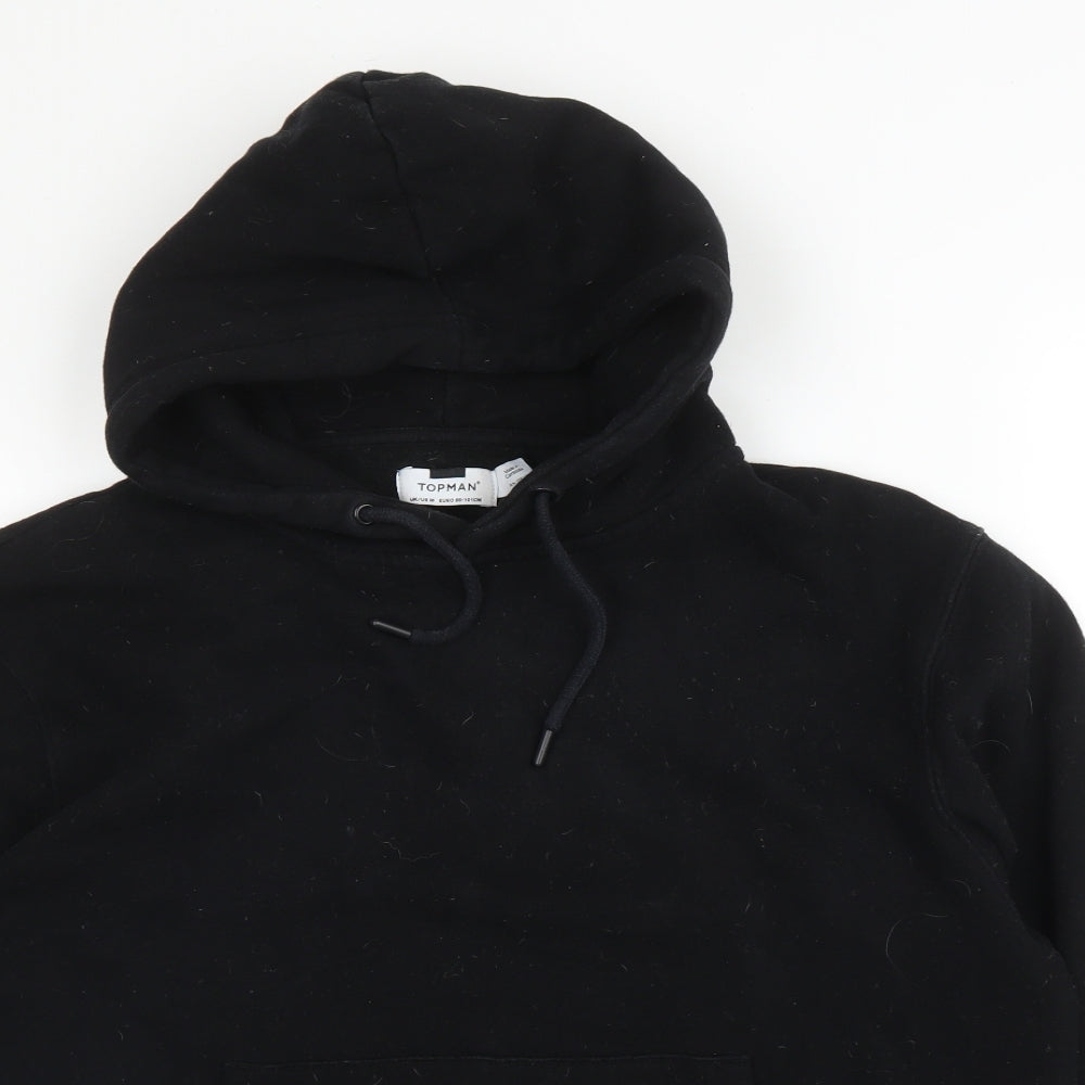 Topman Mens Black  Cotton Pullover Hoodie Size M