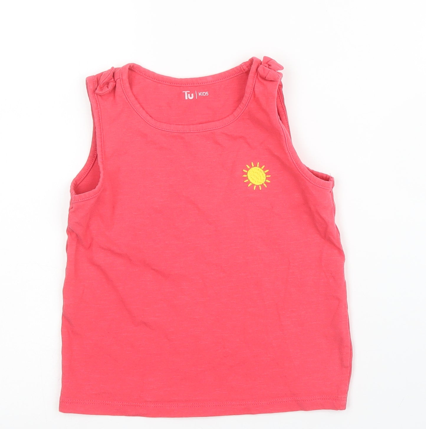 TU Girls Pink  Cotton Basic Tank Size 3 Years Round Neck