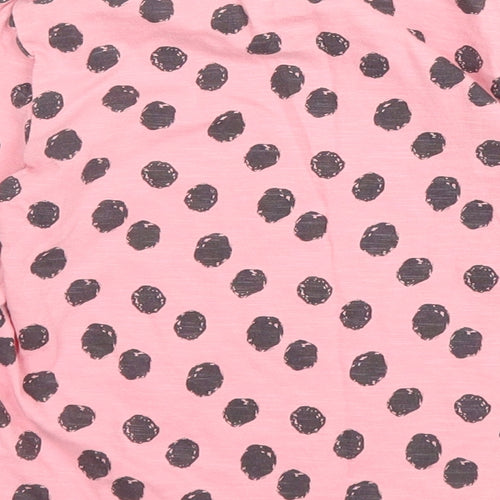 F&F Girls Pink Polka Dot Cotton Basic T-Shirt Size 4 Years Round Neck