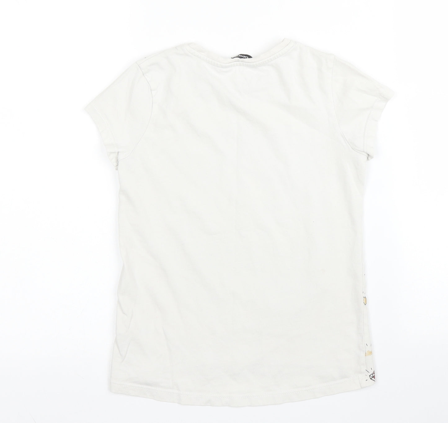 George Girls White  Cotton Basic T-Shirt Size 7 Years Round Neck
