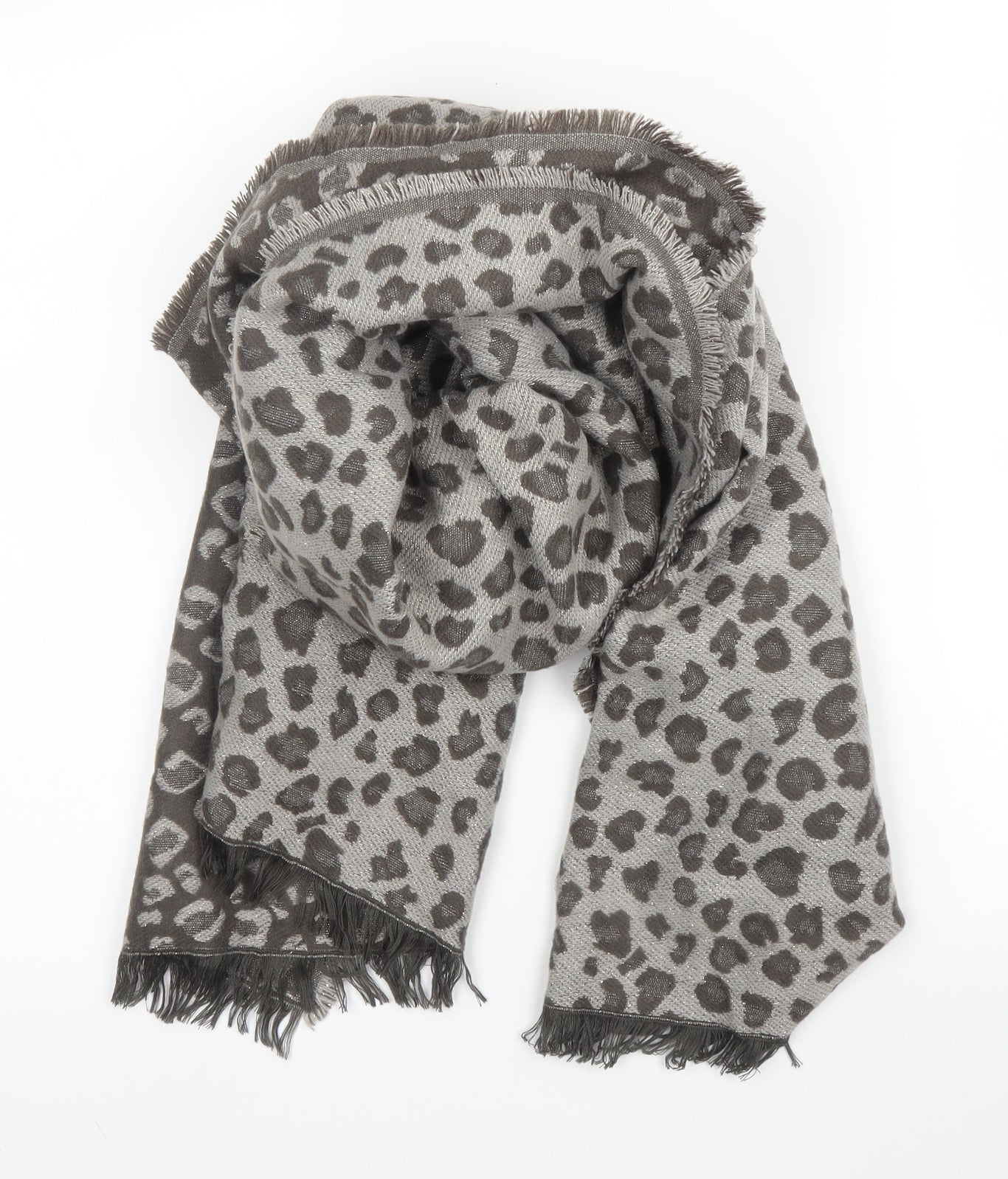 TU Unisex Grey Animal Print Acrylic  Scarf    - Leopard print