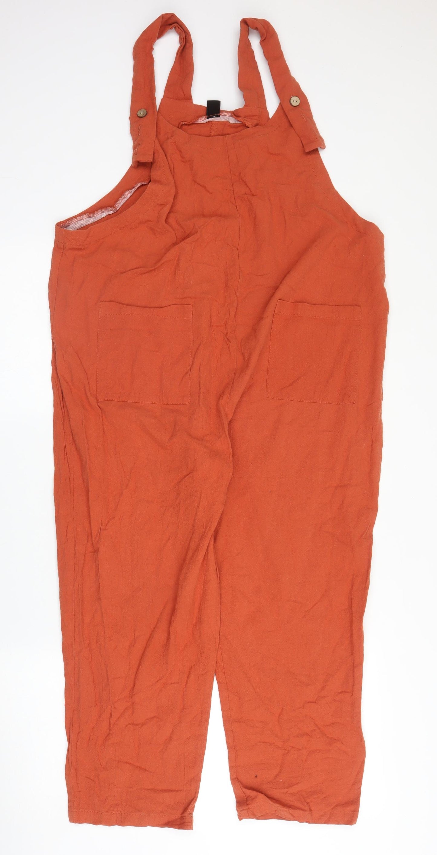 SheIn Womens Orange  Cotton Jumpsuit One-Piece Size L  Button