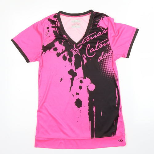 Hydro Dry Womens Pink  Polyester Basic T-Shirt Size 12 V-Neck