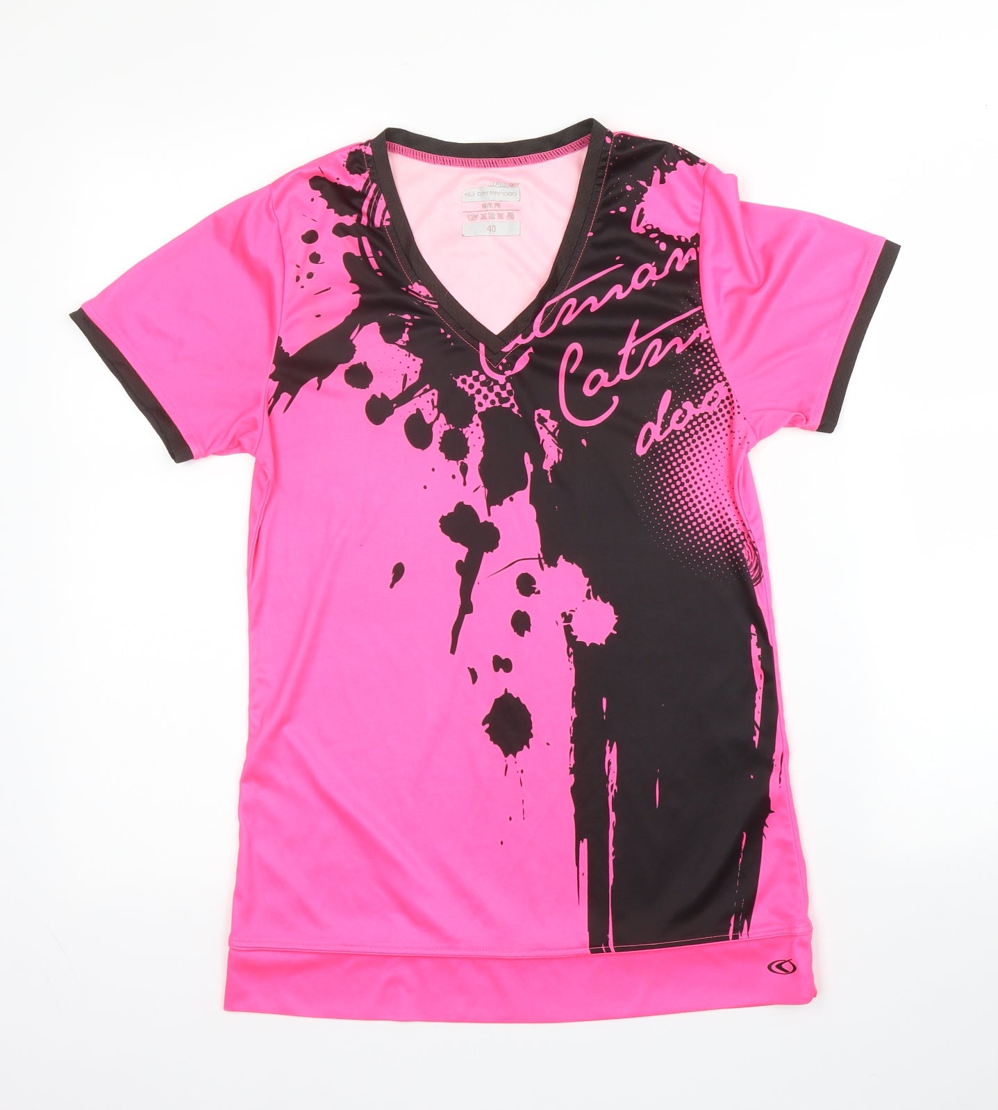 Hydro Dry Womens Pink  Polyester Basic T-Shirt Size 12 V-Neck