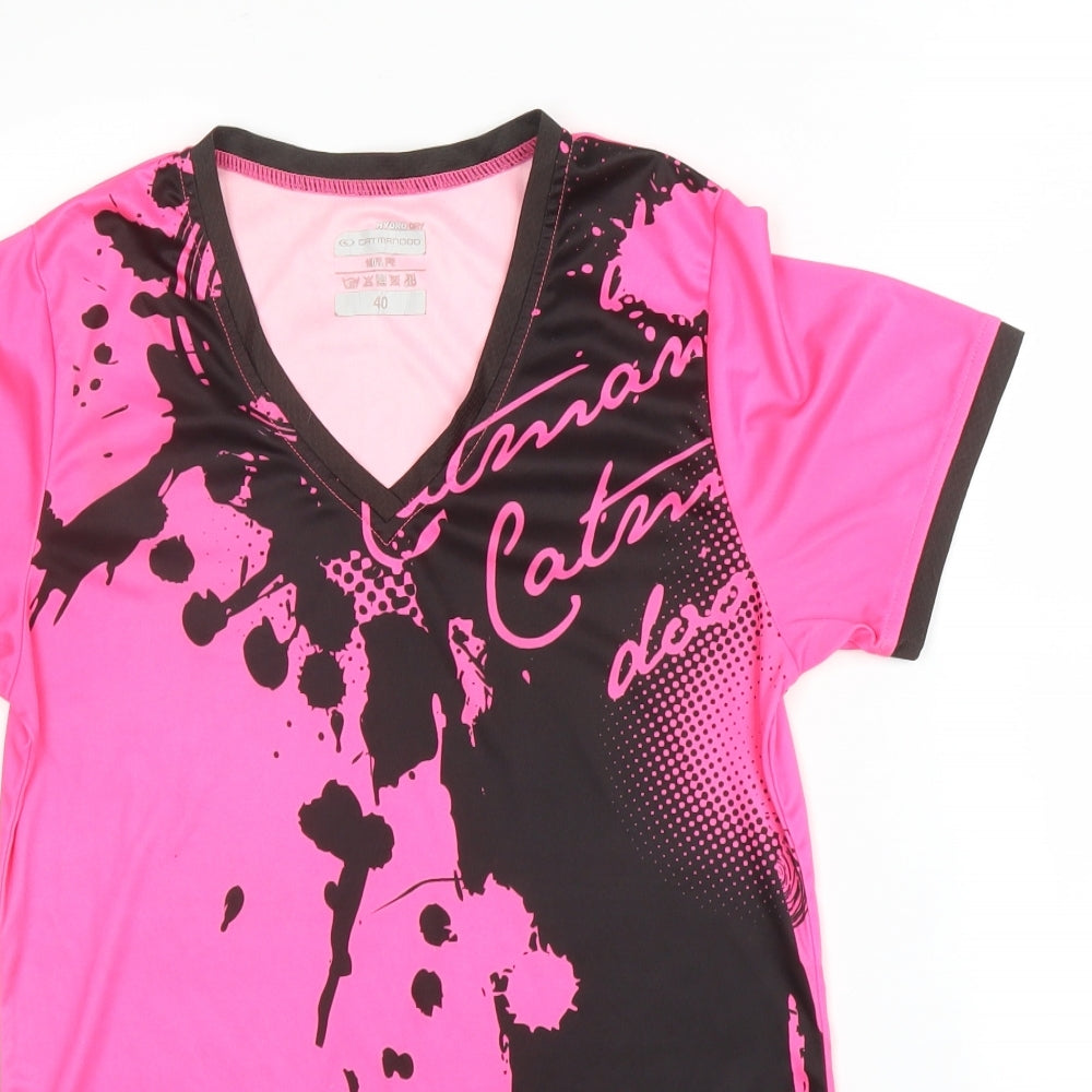 Hydro Dry Womens Pink  Polyester Basic T-Shirt Size 12 V-Neck