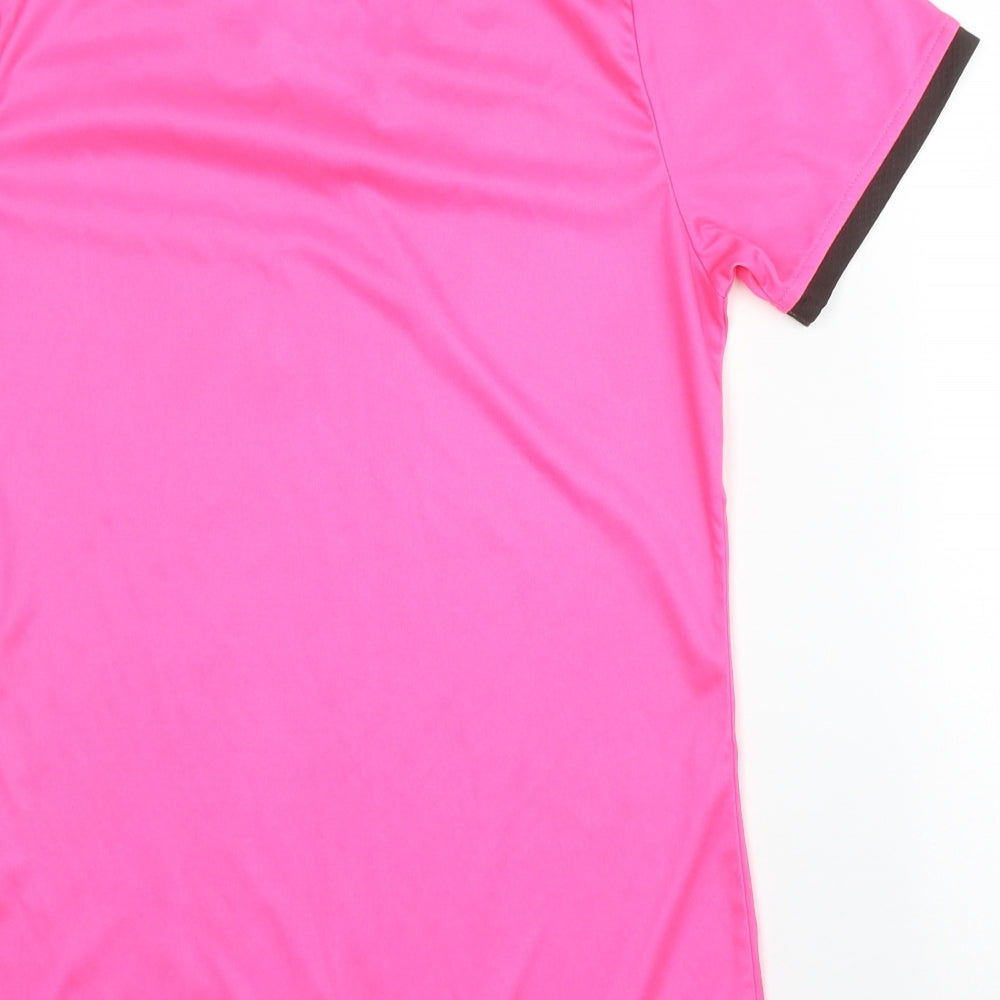 Hydro Dry Womens Pink  Polyester Basic T-Shirt Size 12 V-Neck