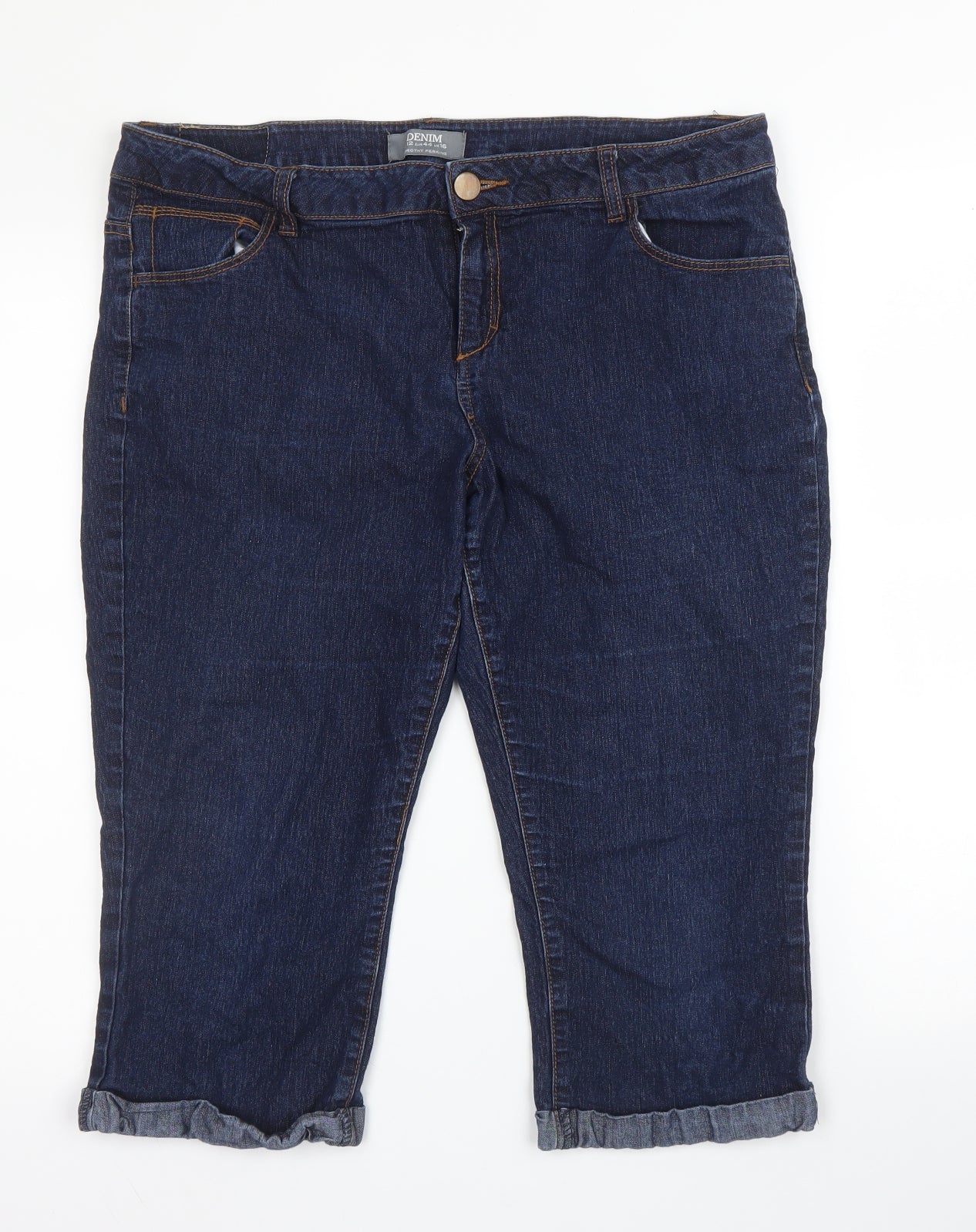 Dorothy Perkins Womens Blue  Cotton Capri Jeans Size 16 L20 in Regular Zip