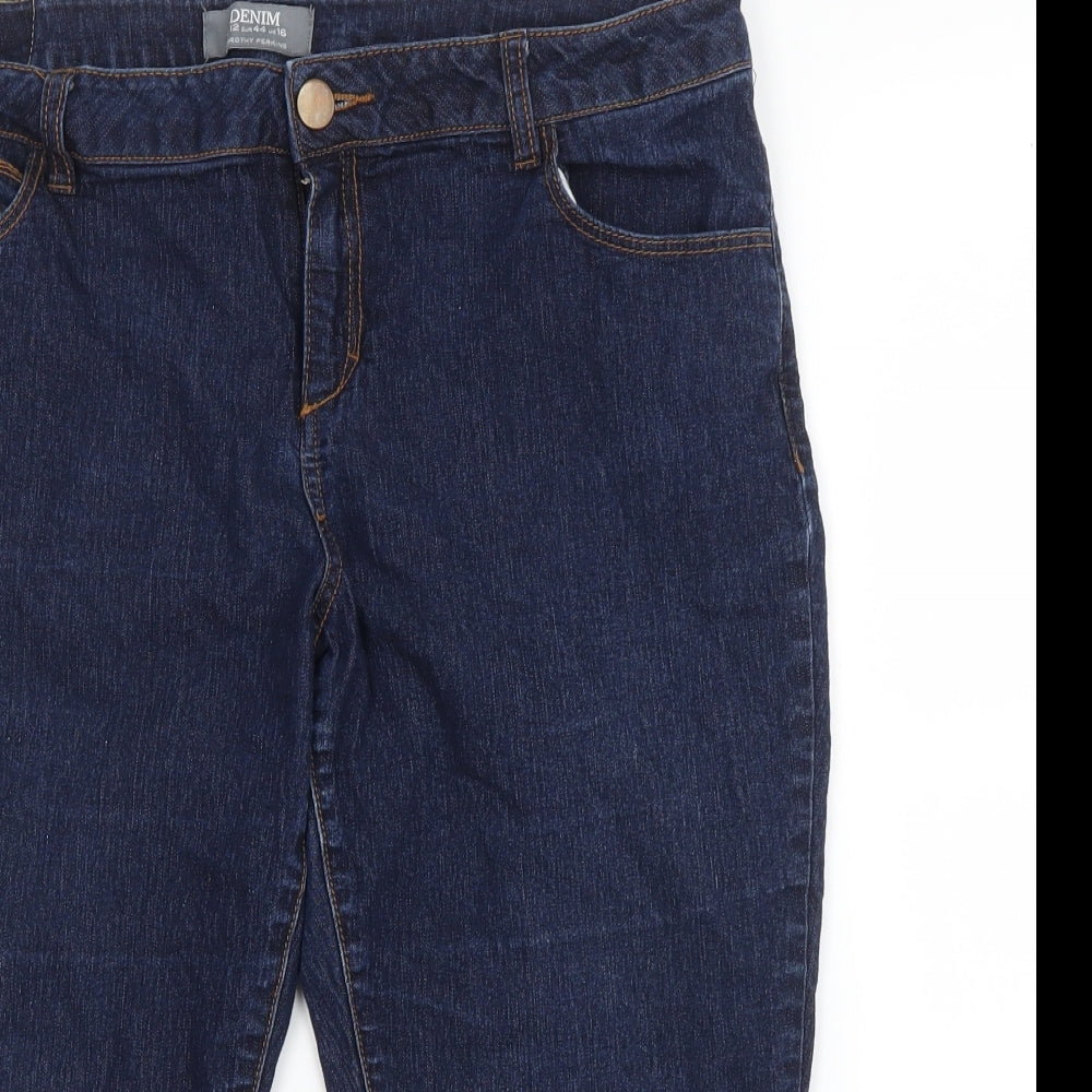 Dorothy Perkins Womens Blue  Cotton Capri Jeans Size 16 L20 in Regular Zip