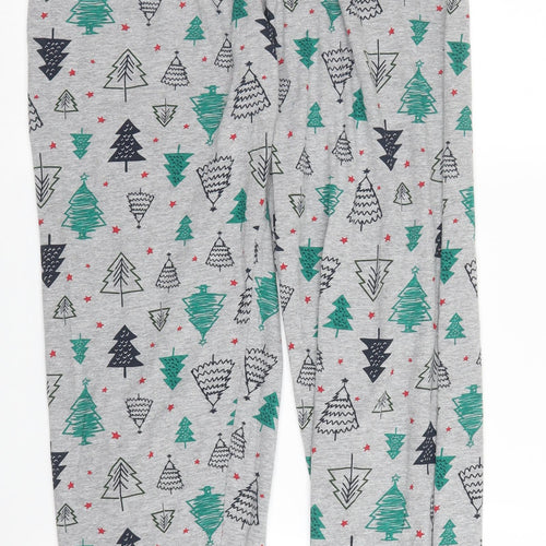 Primark Womens Grey Solid Cotton Chemise Pyjama Set Size XS   - Christmas