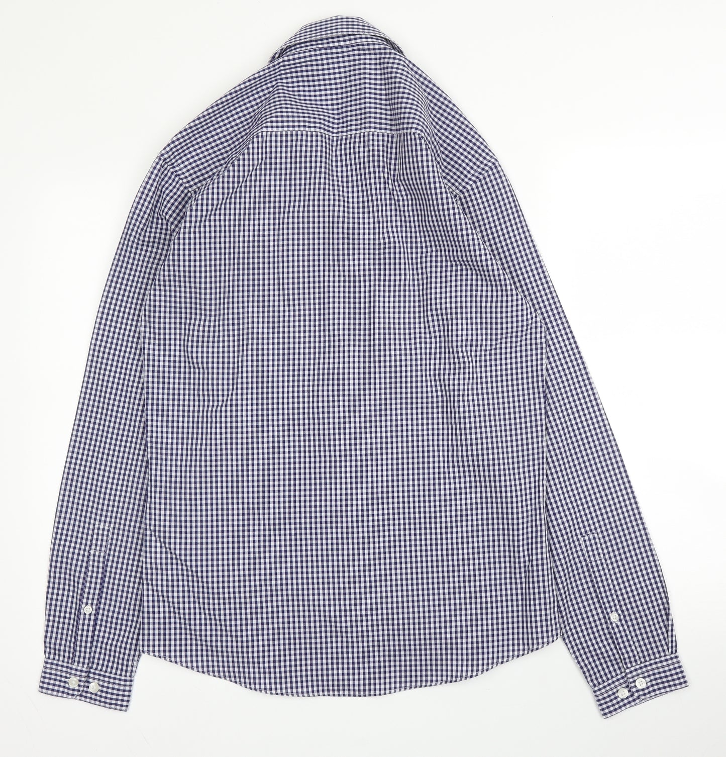 Primark Mens Blue Check Cotton  Button-Up Size S Collared Button