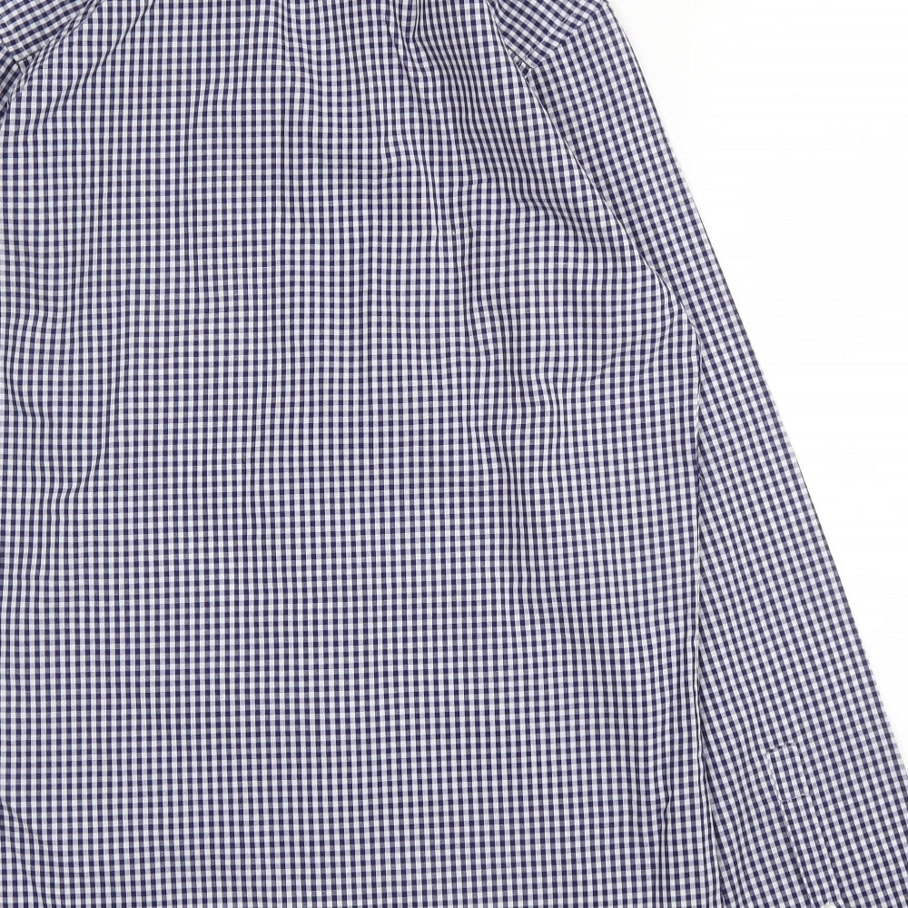 Primark Mens Blue Check Cotton  Button-Up Size S Collared Button