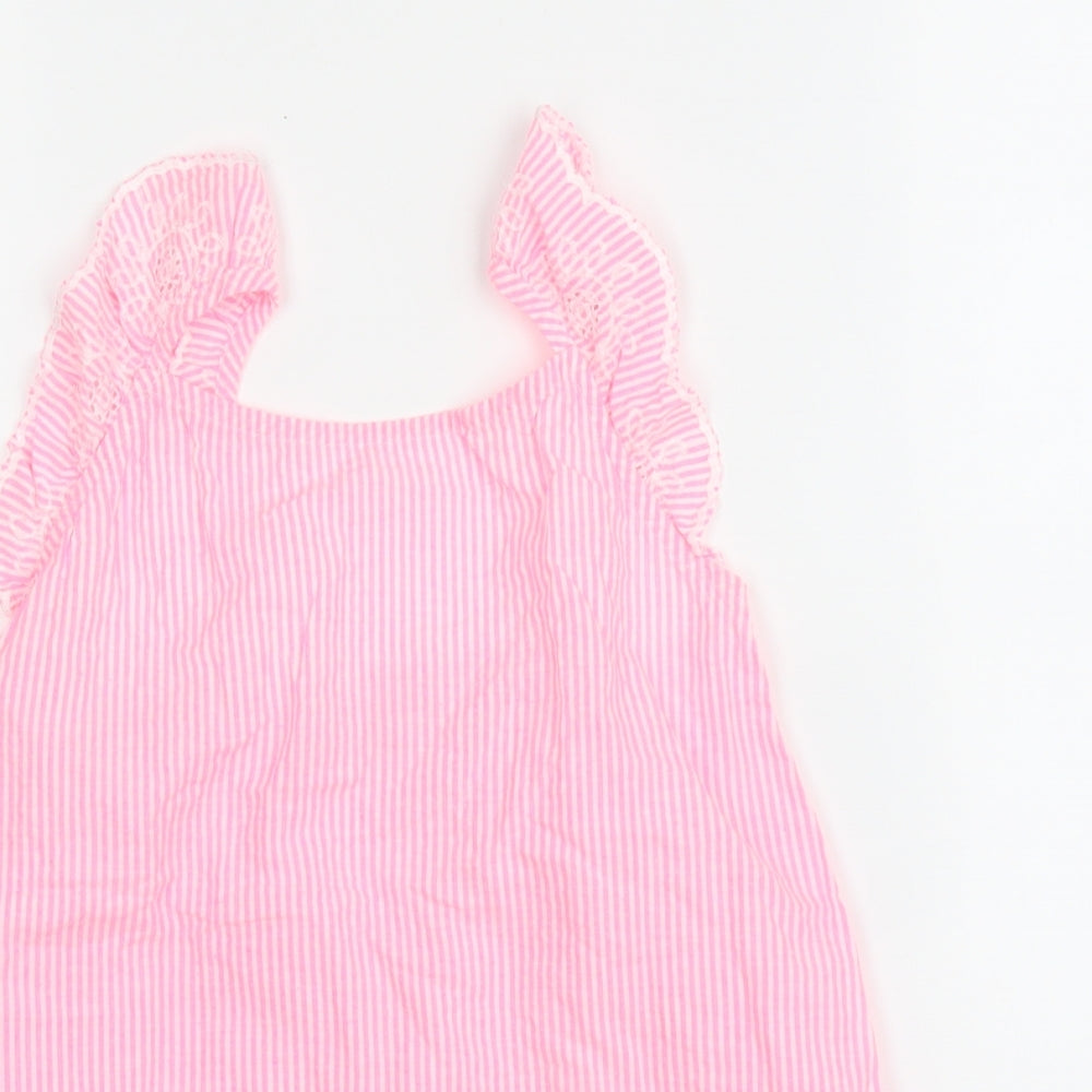 TU Girls Pink Striped Cotton Capri Pyjama Set Size 10 Years