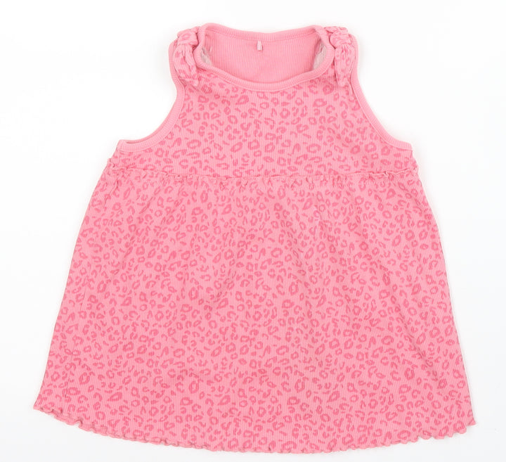 George Girls Pink Animal Print Cotton Capri Pyjama Set Size 3 Years - Leopard print