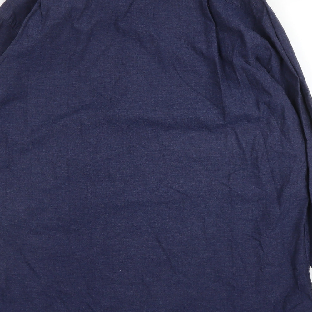 Charles Tyrwhitt Mens Blue  Cotton  Button-Up Size L Collared Button
