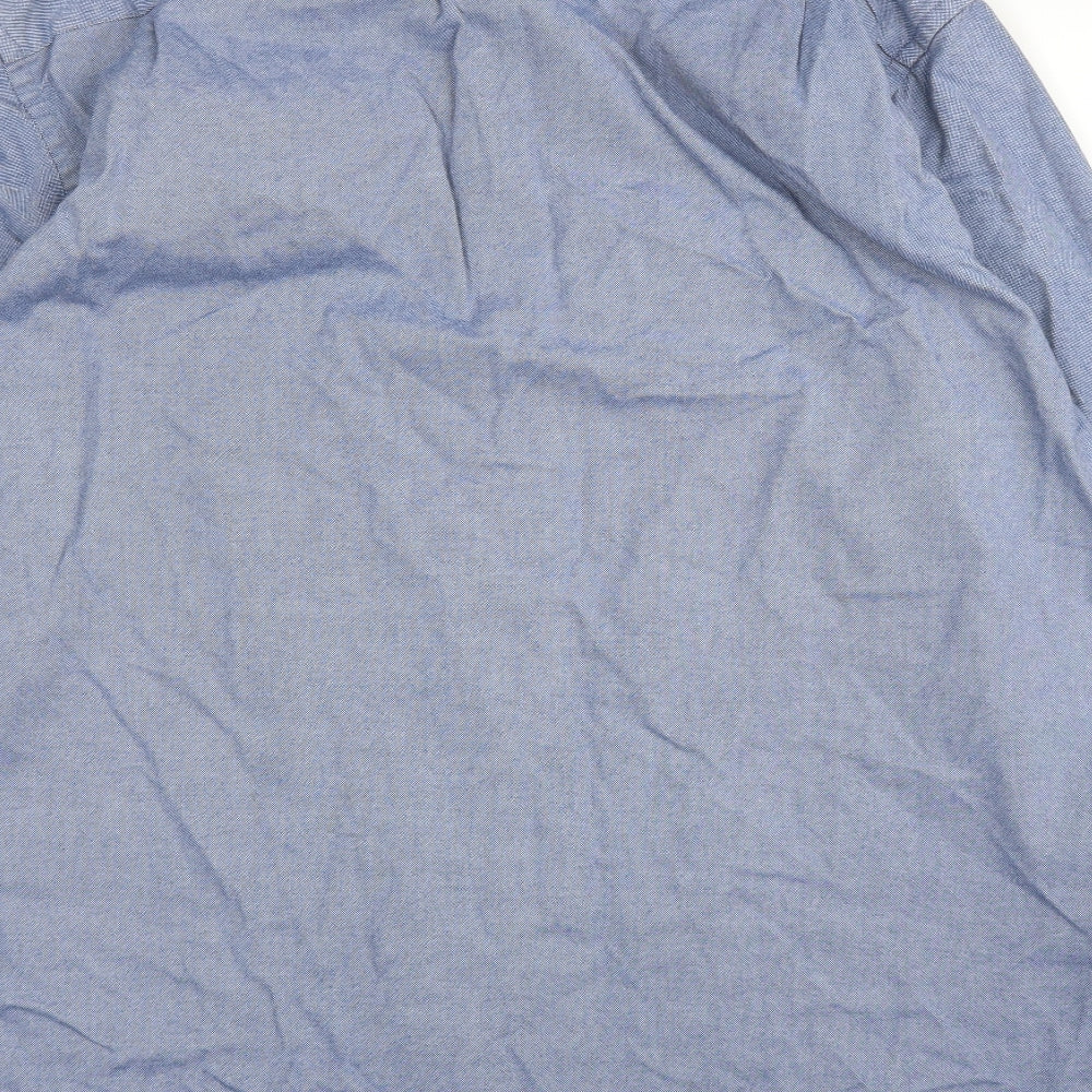 Charles Tyrwhitt Mens Blue  Cotton  Button-Up Size XL Collared Button