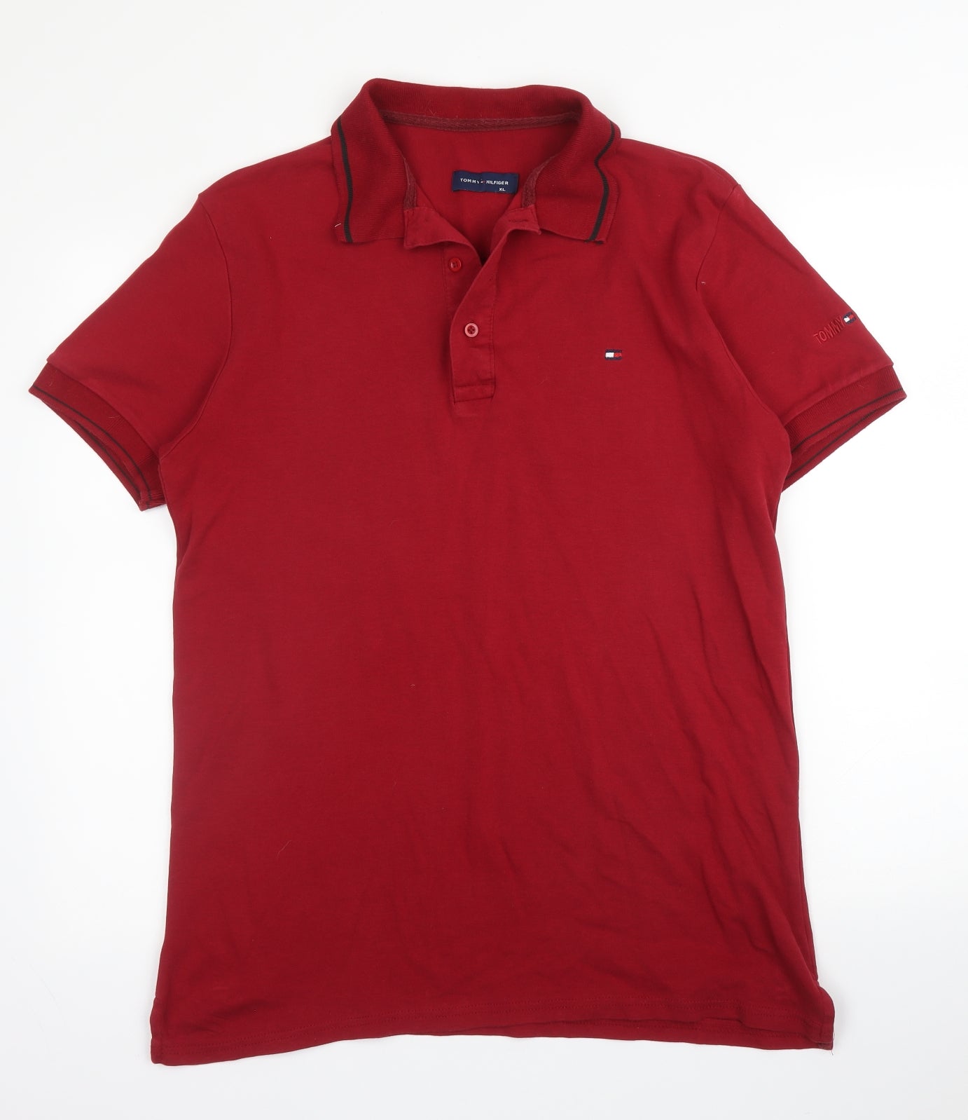 Tommy Hilfiger Mens Red  Cotton  Polo Size XL Collared Button