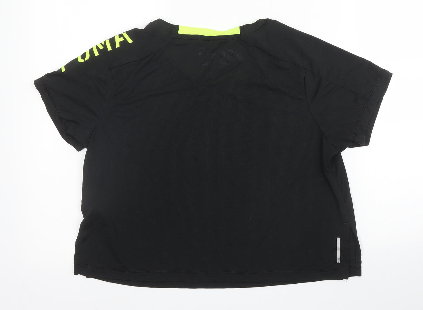 PUMA Womens Black  Polyester Cropped T-Shirt Size L Round Neck