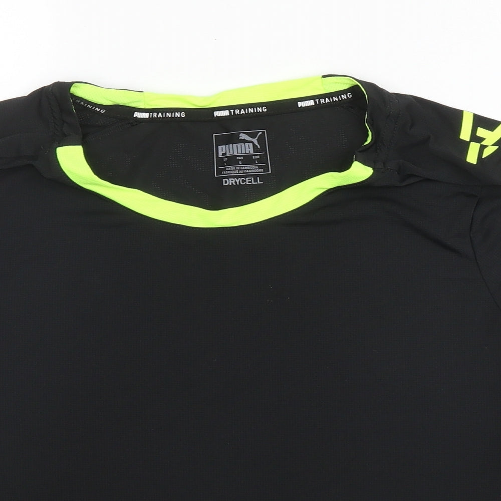 PUMA Womens Black  Polyester Cropped T-Shirt Size L Round Neck