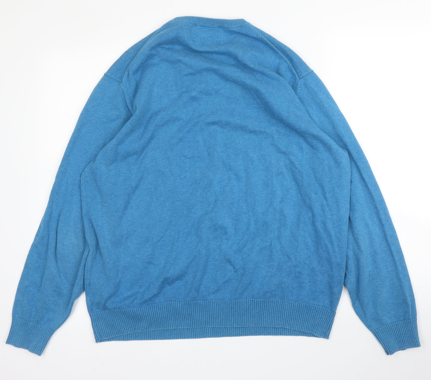 Peter Christian Mens Blue V-Neck  Cotton Pullover Jumper Size XL