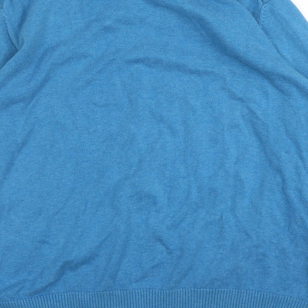 Peter Christian Mens Blue V-Neck  Cotton Pullover Jumper Size XL