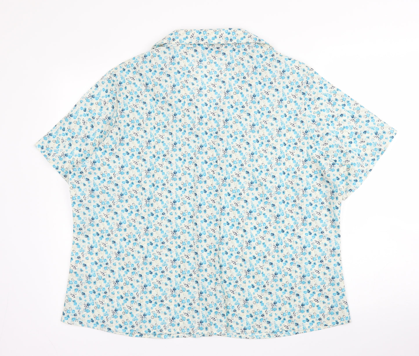 EWM Womens Blue Floral Cotton Basic Blouse Size 20 Collared