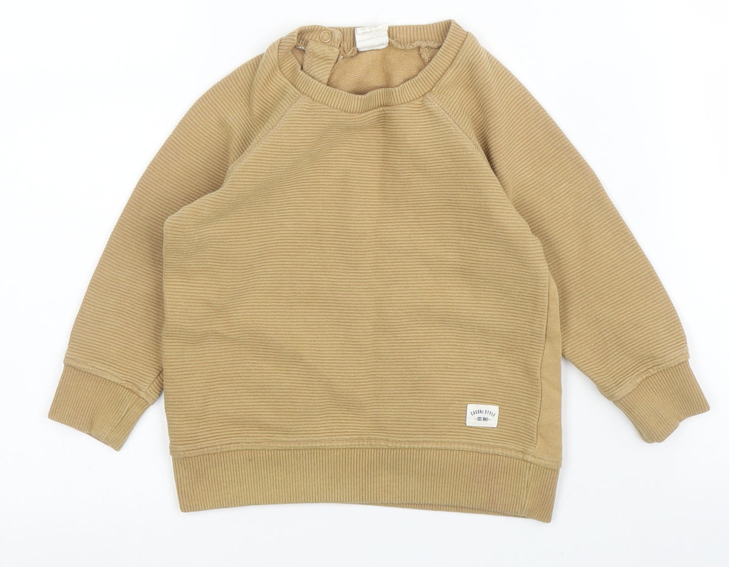 H&M Baby Beige  Cotton Pullover Jumper Size 12-18 Months  Button