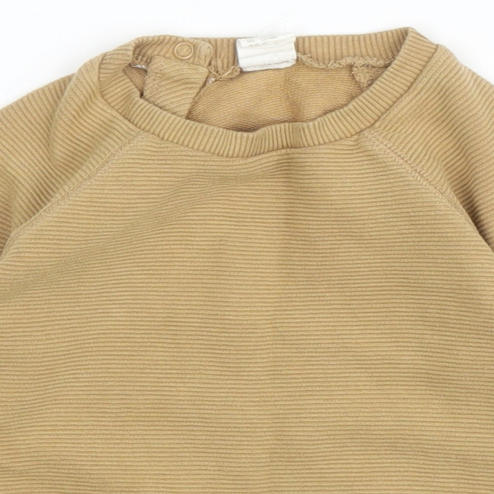 H&M Baby Beige  Cotton Pullover Jumper Size 12-18 Months  Button