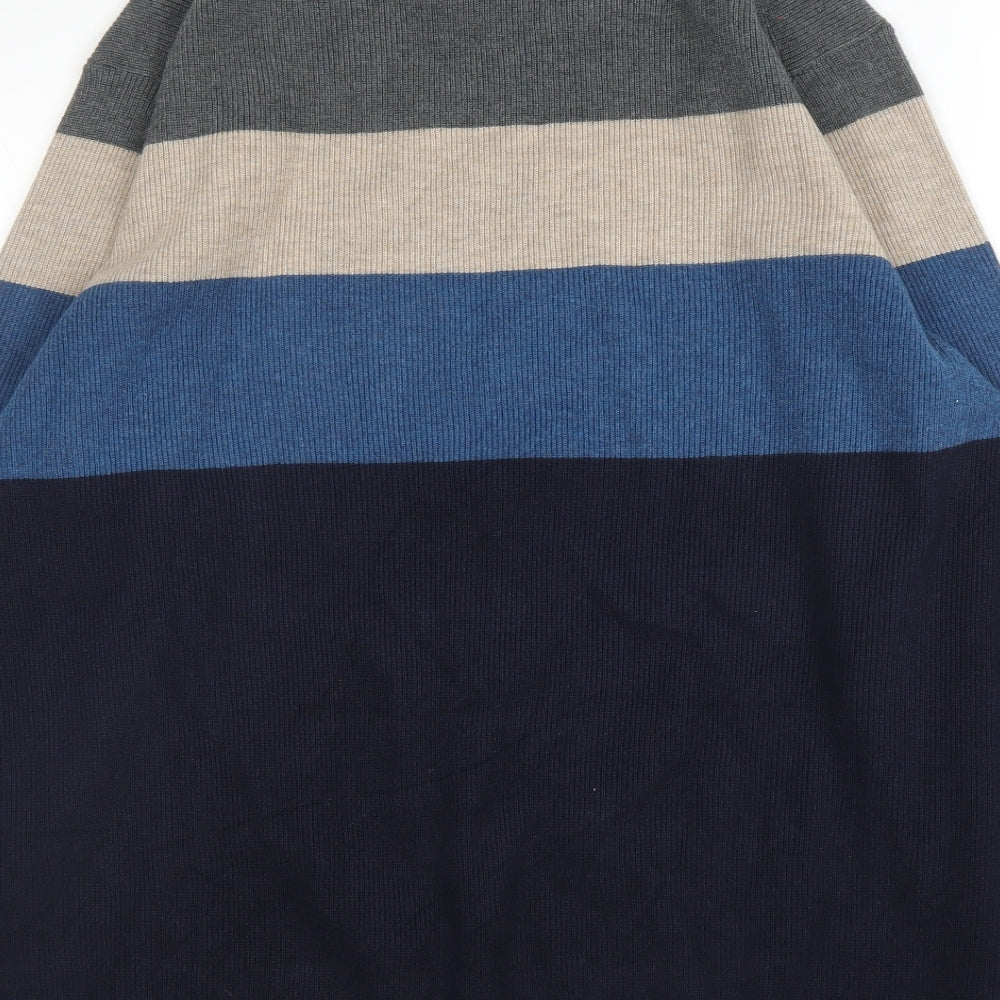 M&S Mens Blue Round Neck  Cotton Blend Pullover Jumper Size XL