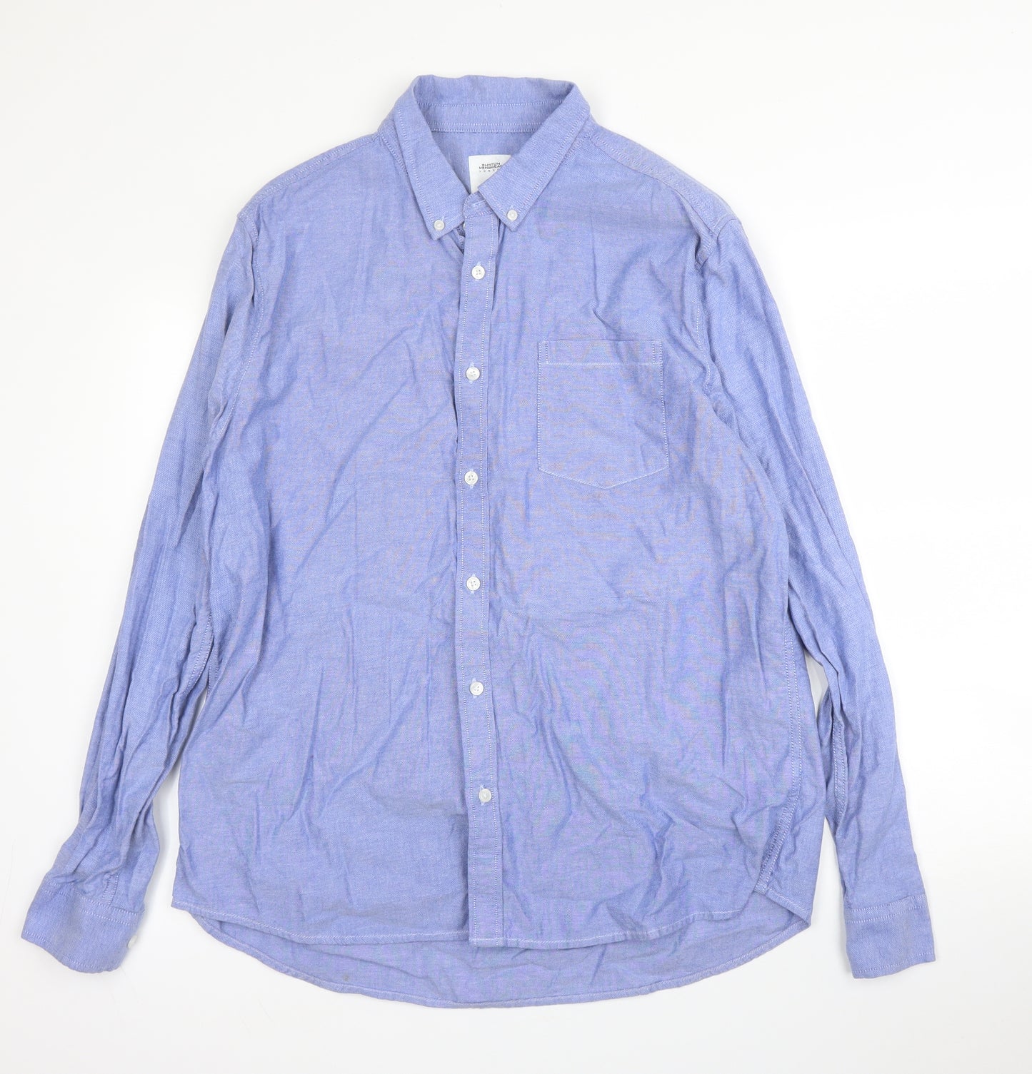 Burton Mens Blue  Cotton  Button-Up Size XL Collared Button