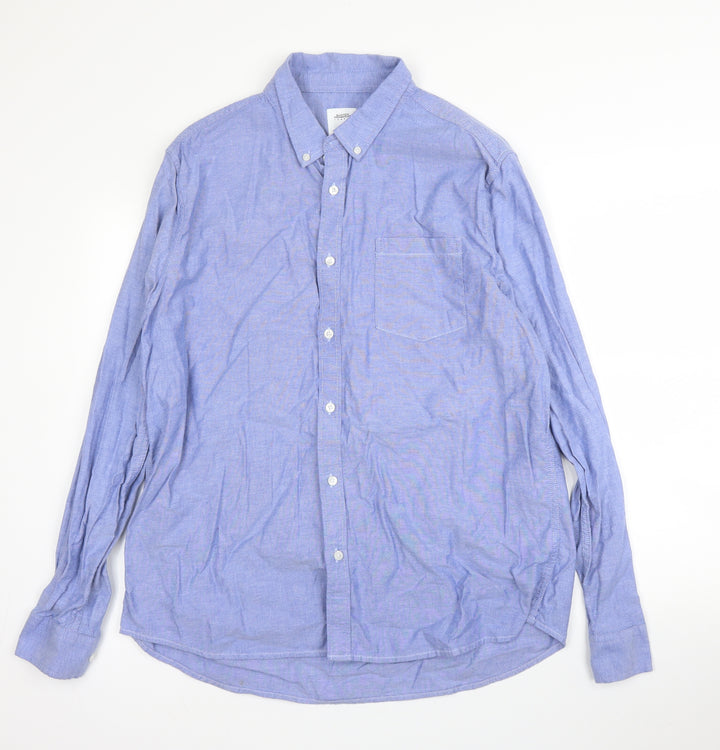 Burton Mens Blue  Cotton  Button-Up Size XL Collared Button