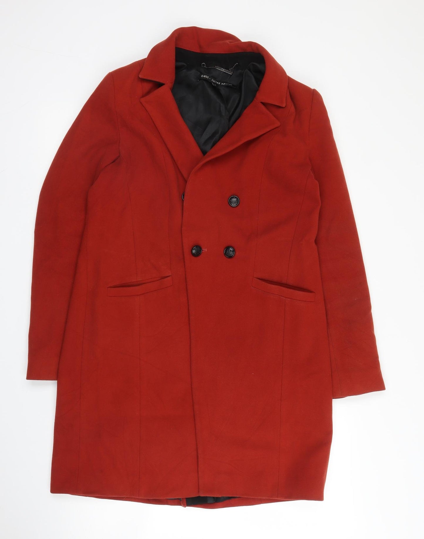 Oasis Womens Orange   Pea Coat Coat Size M  Button