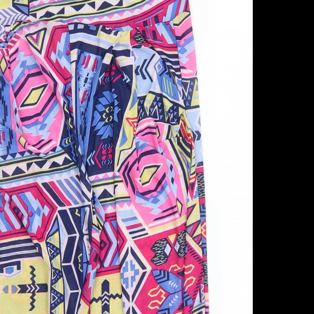 Preworn Womens Pink Geometric Polyester Harem Trousers Size S  Regular