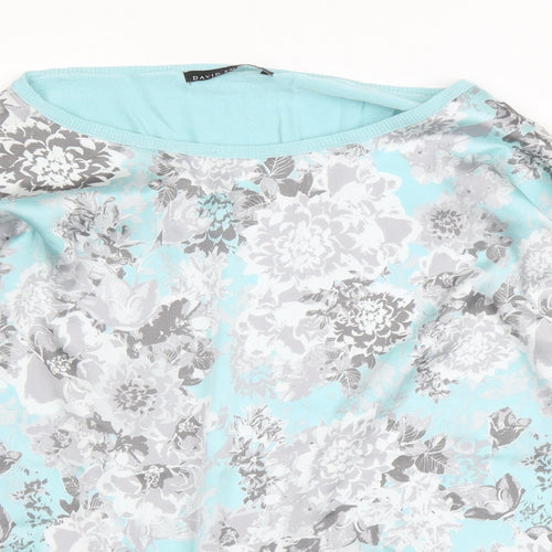David Emmanuel Womens Blue Round Neck Floral Viscose Pullover Jumper Size M