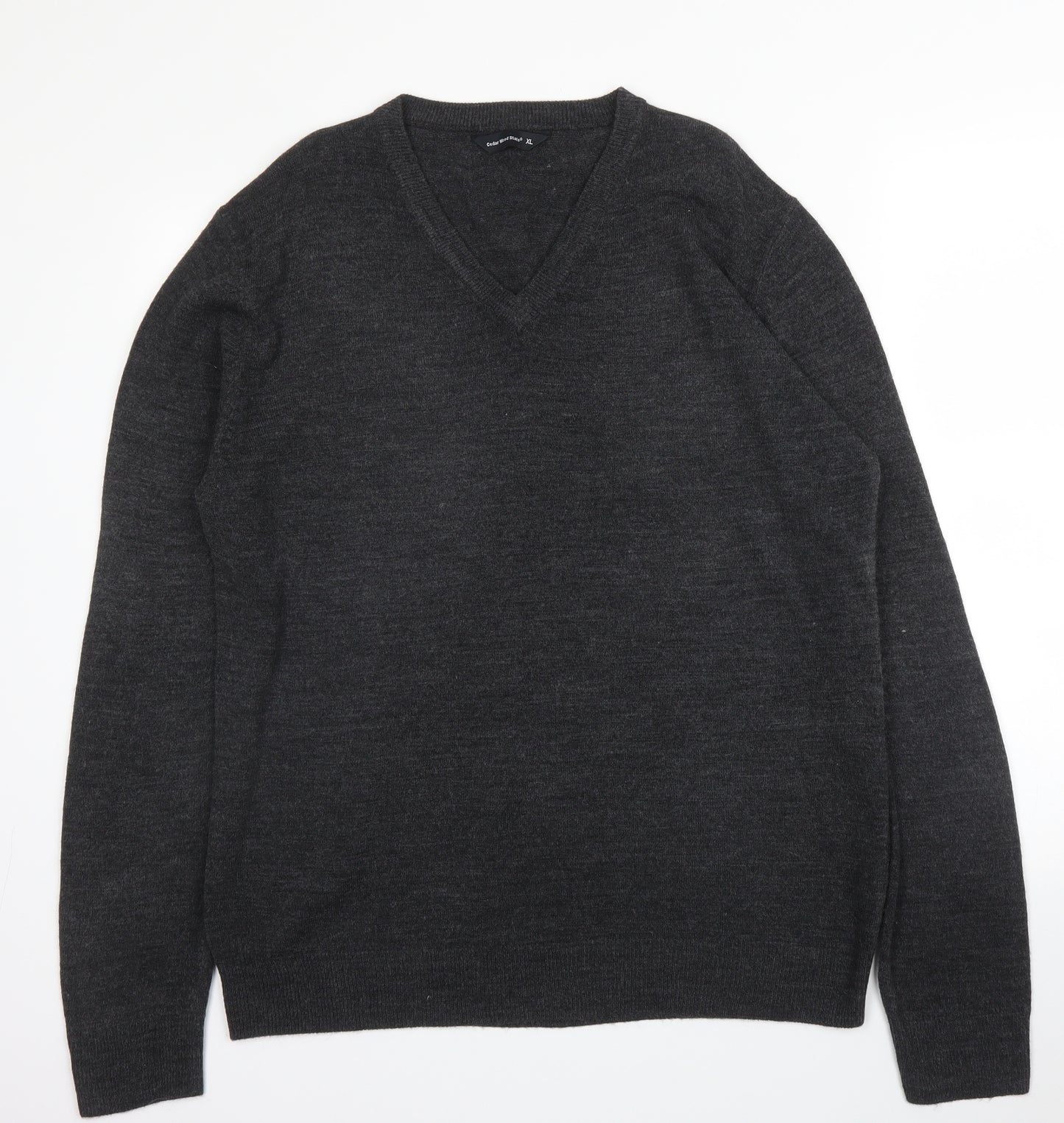 Primark Mens Grey V-Neck  Acrylic Pullover Jumper Size XL