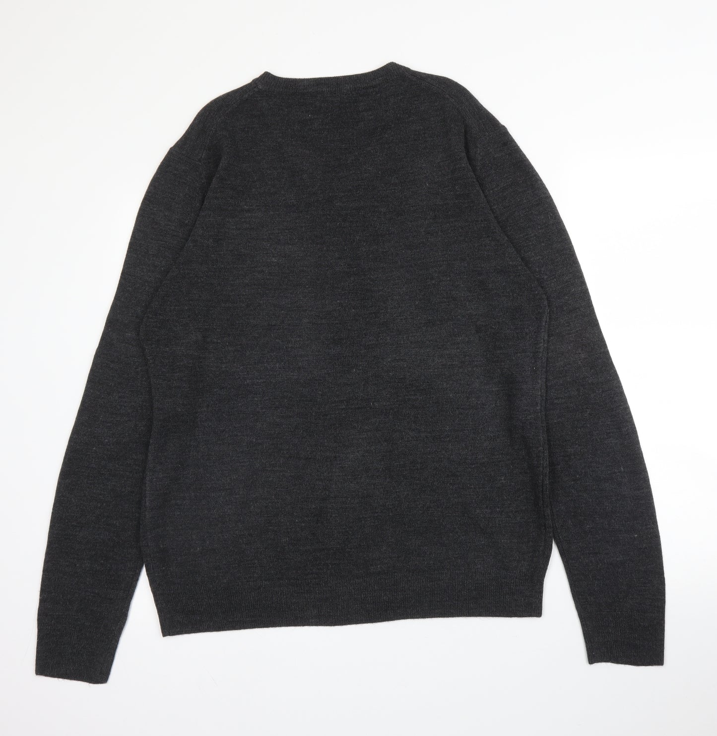 Primark Mens Grey V-Neck  Acrylic Pullover Jumper Size XL