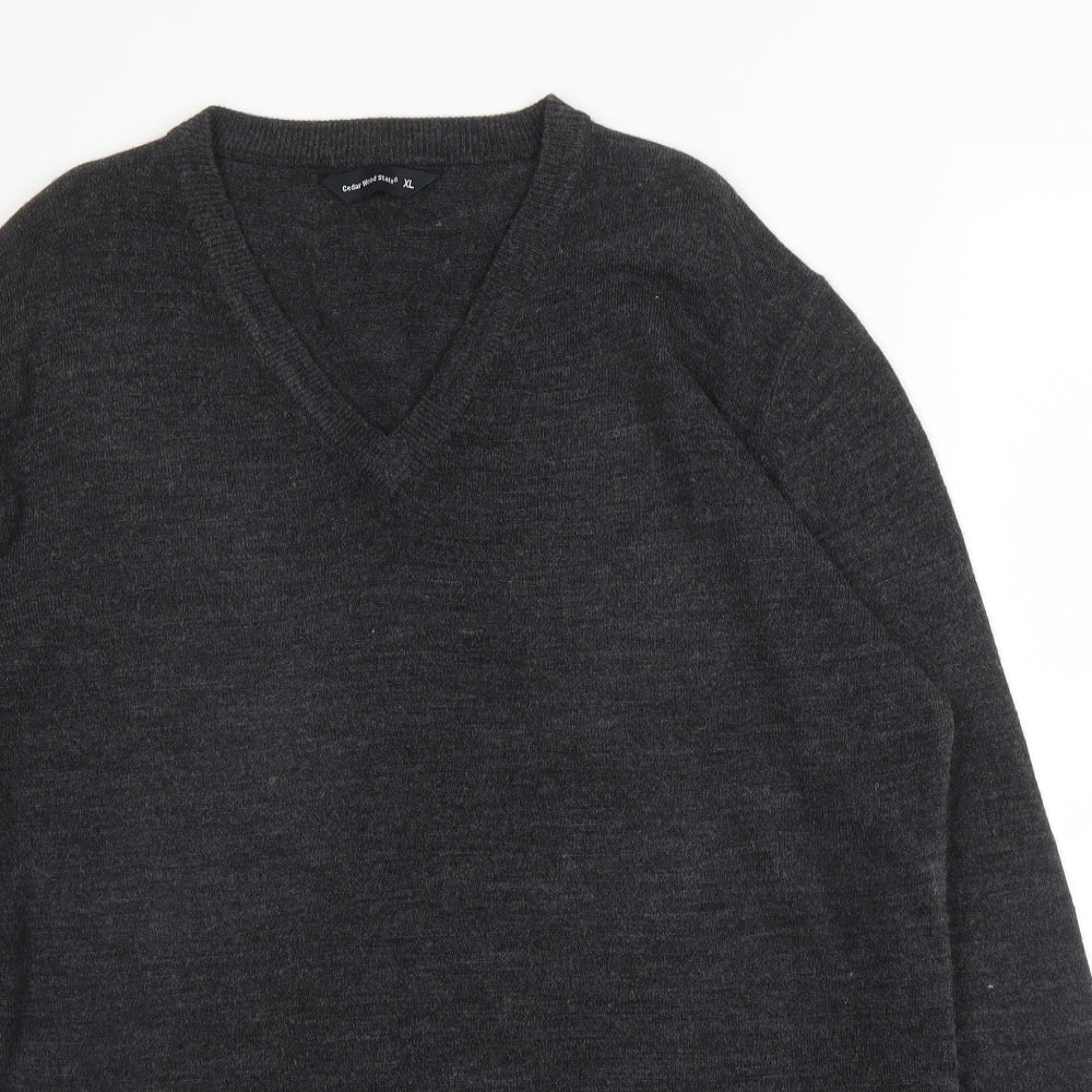 Primark Mens Grey V-Neck  Acrylic Pullover Jumper Size XL