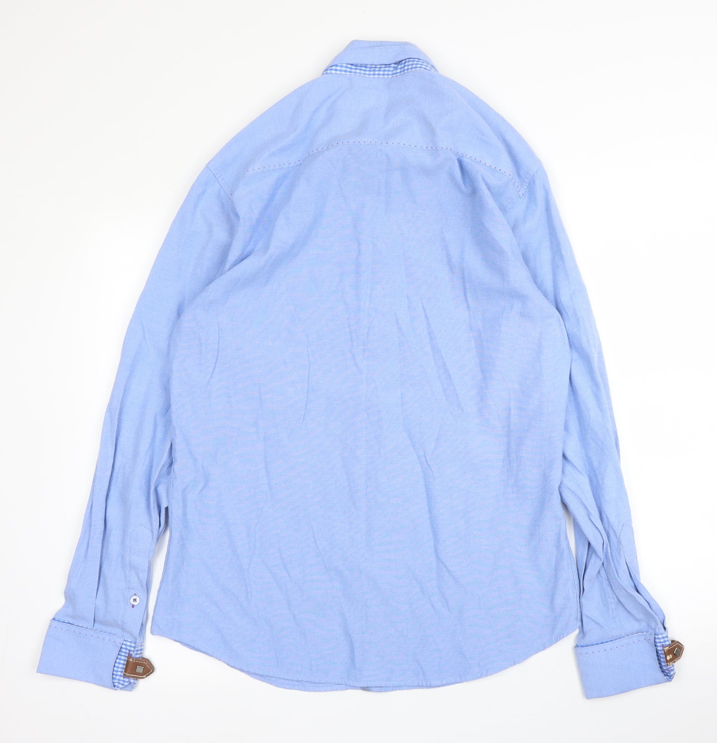 Bogosse Mens Blue  Cotton  Button-Up Size XL Collared Button