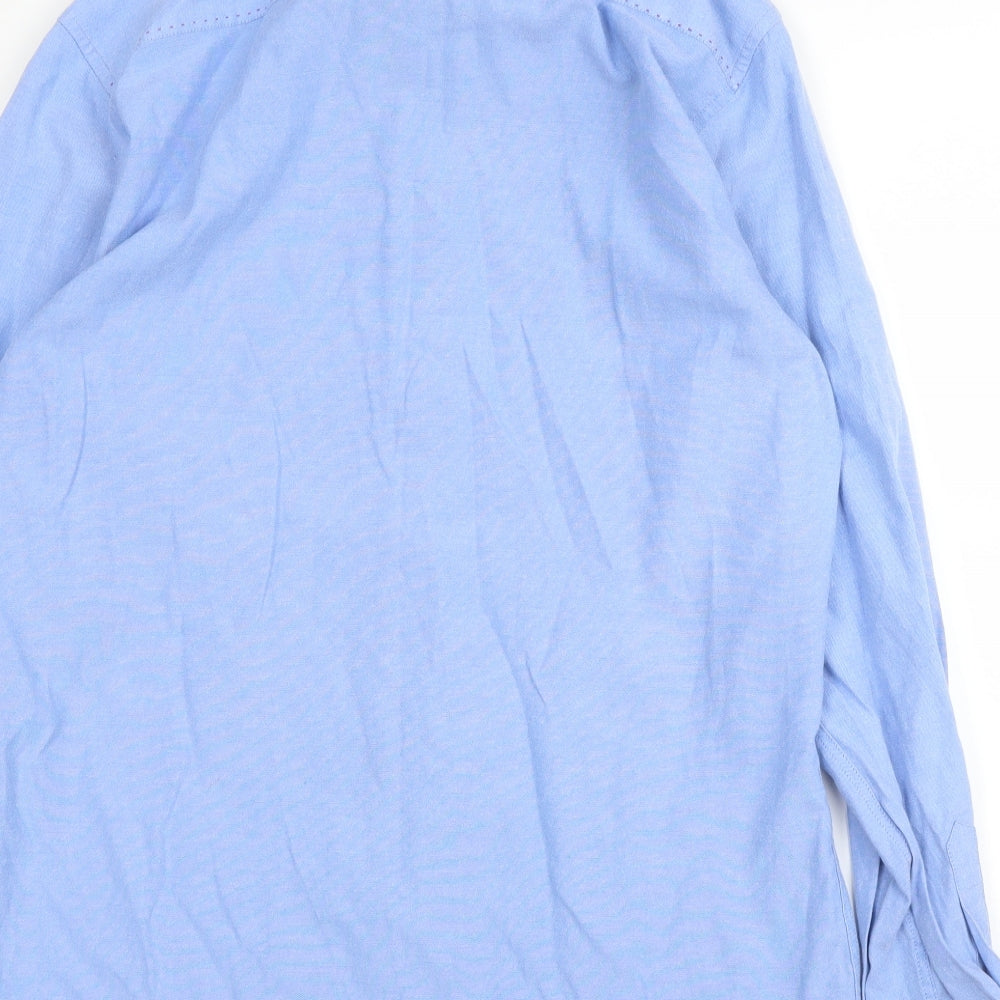 Bogosse Mens Blue  Cotton  Button-Up Size XL Collared Button