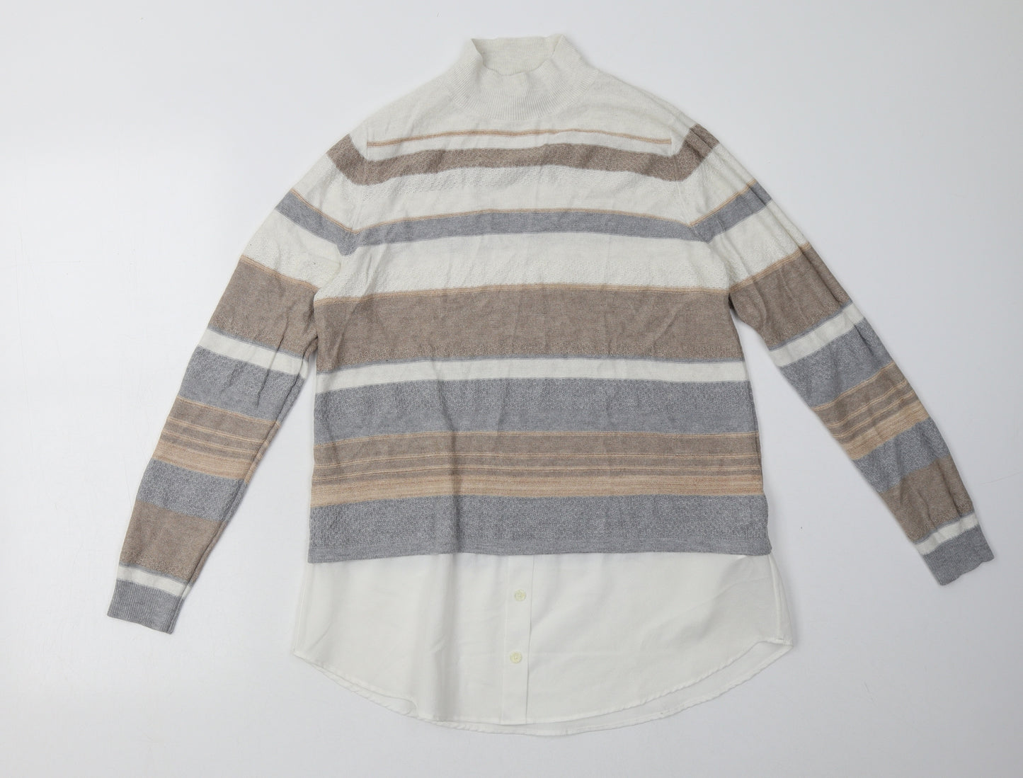 F&F Womens Silver Paisley Polyester Pullover Sweatshirt Size 12  Pullover