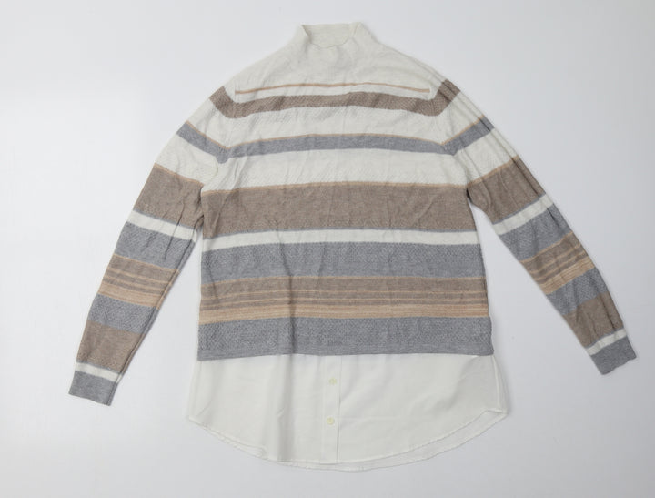 F&F Womens Silver Paisley Polyester Pullover Sweatshirt Size 12  Pullover