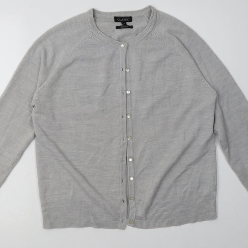 Classic Womens Grey Crew Neck  Acrylic Cardigan Jumper Size M   - soft touch