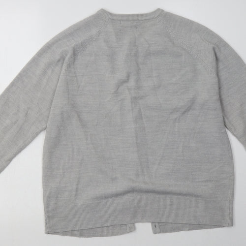 Classic Womens Grey Crew Neck  Acrylic Cardigan Jumper Size M   - soft touch