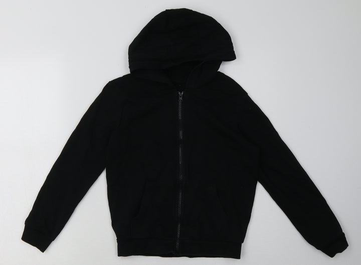 George Boys Black  Cotton Full Zip Hoodie Size 9-10 Years  Zip