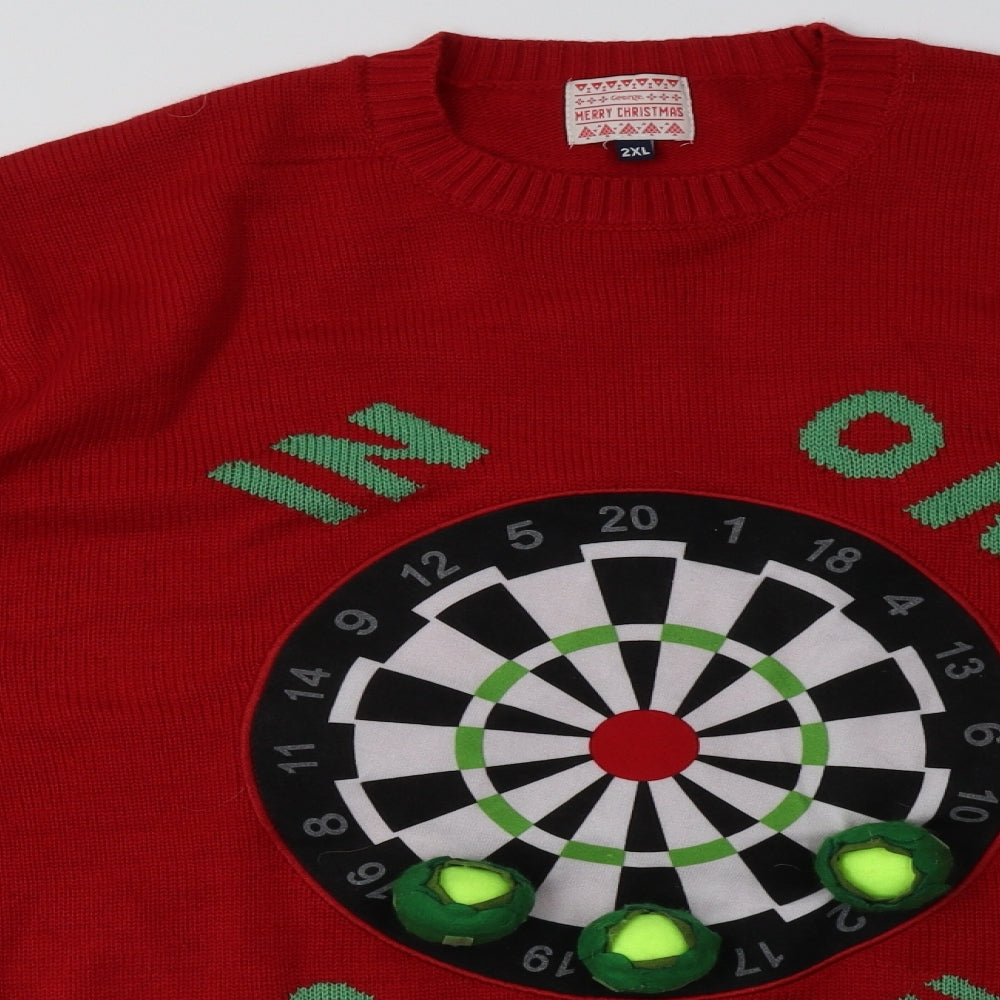 George Mens Red  Acrylic Pullover Sweatshirt Size 2XL   - Christmas