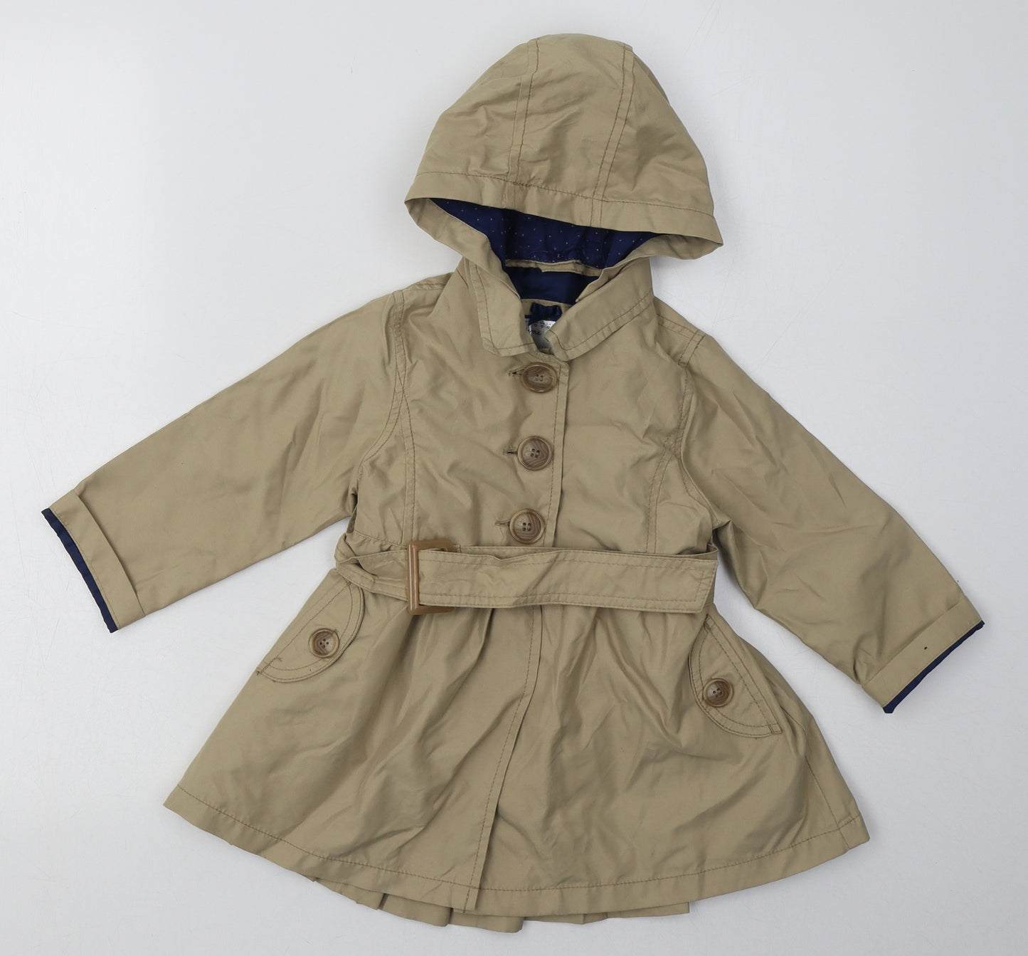 Mothercare Girls Beige   Basic Coat Coat Size 2 Years  Button