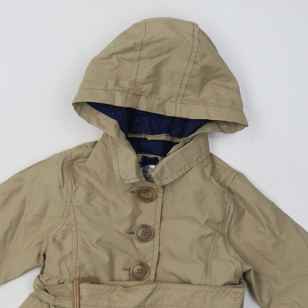 Mothercare Girls Beige   Basic Coat Coat Size 2 Years  Button