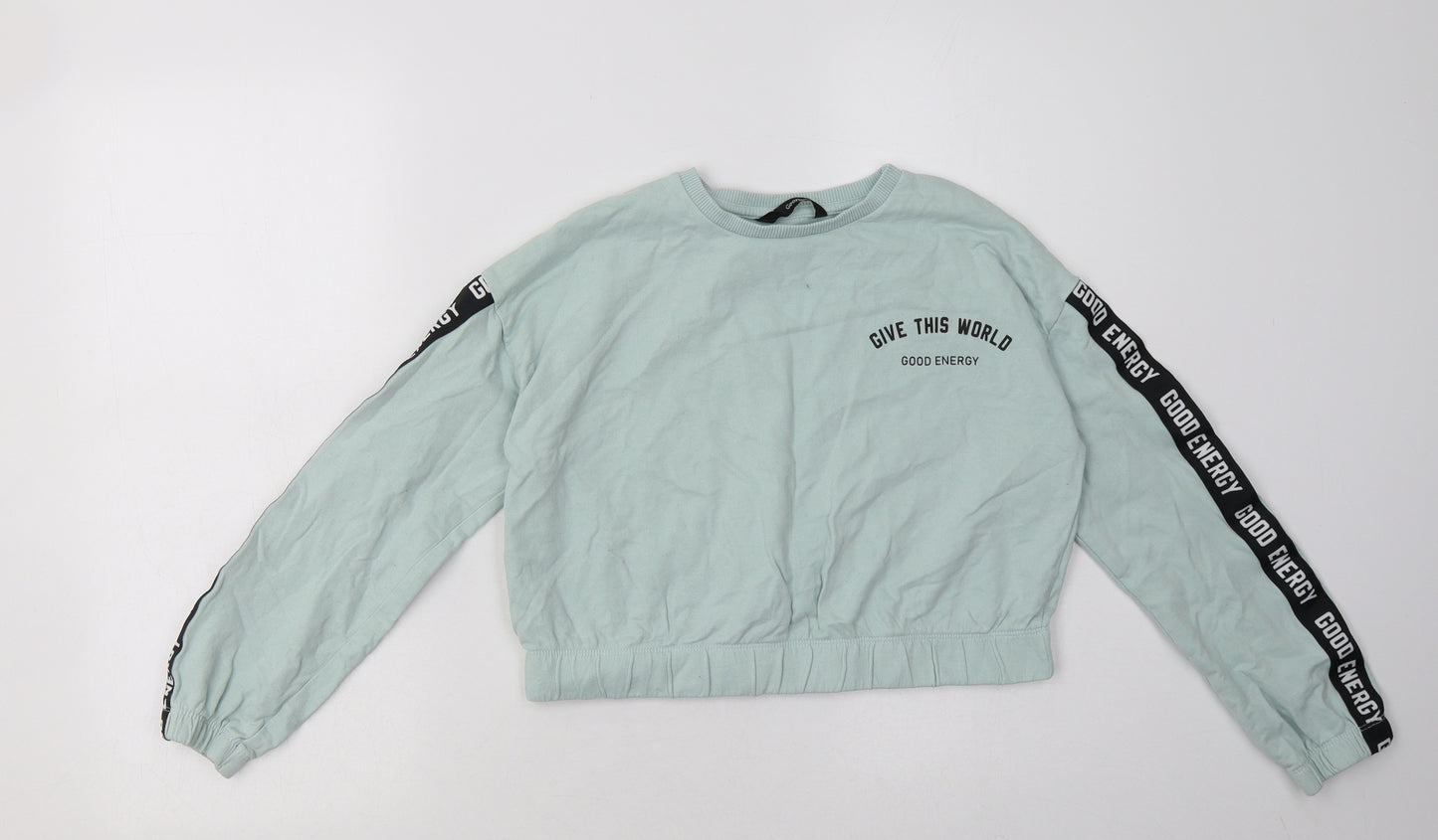 George Girls Green  Cotton Cape Sweatshirt Size 9-10 Years  Pullover - good energy