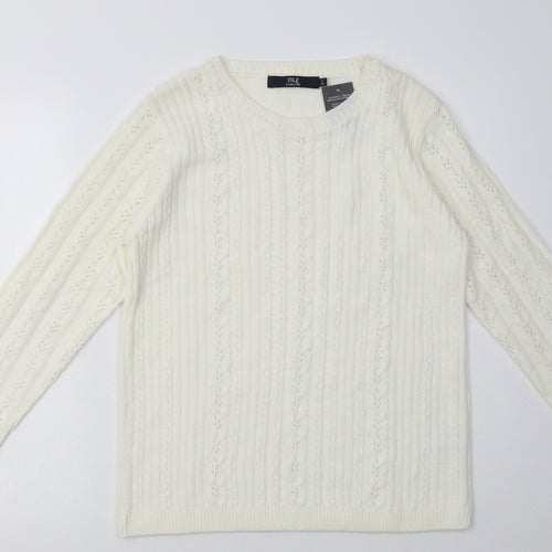EWM Womens White Argyle/Diamond Acrylic Pullover Sweatshirt Size S  Pullover
