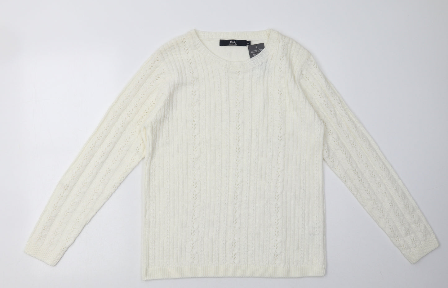 EWM Womens White Argyle/Diamond Acrylic Pullover Sweatshirt Size S  Pullover
